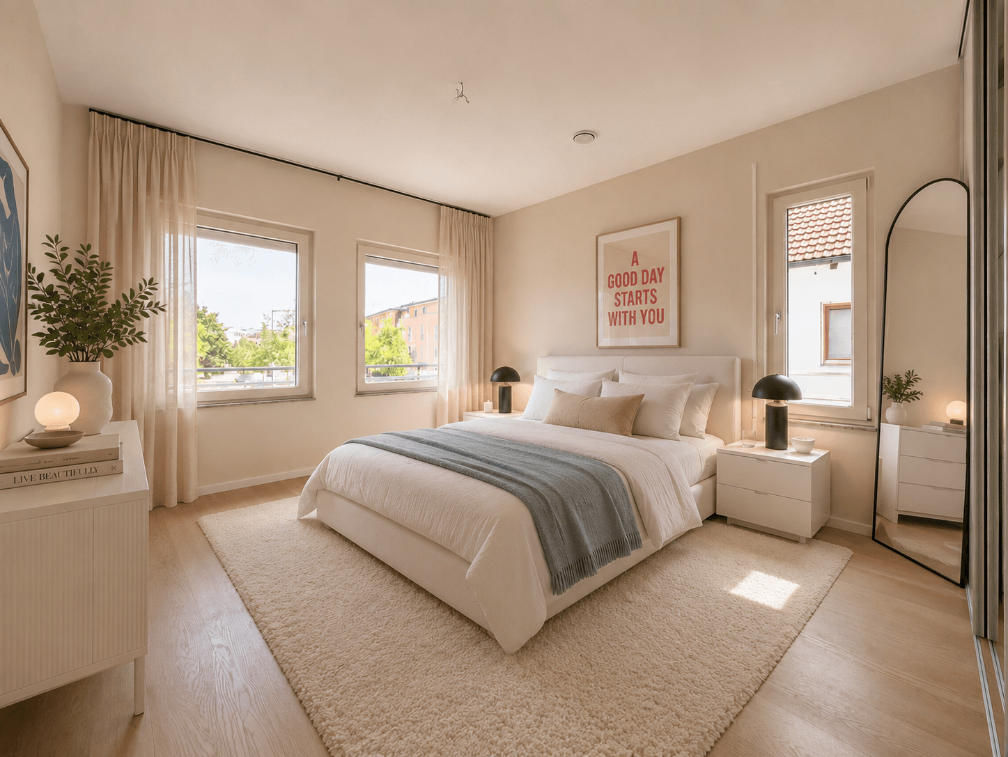 Schlafzimmer im OG - mit KI visualisiert